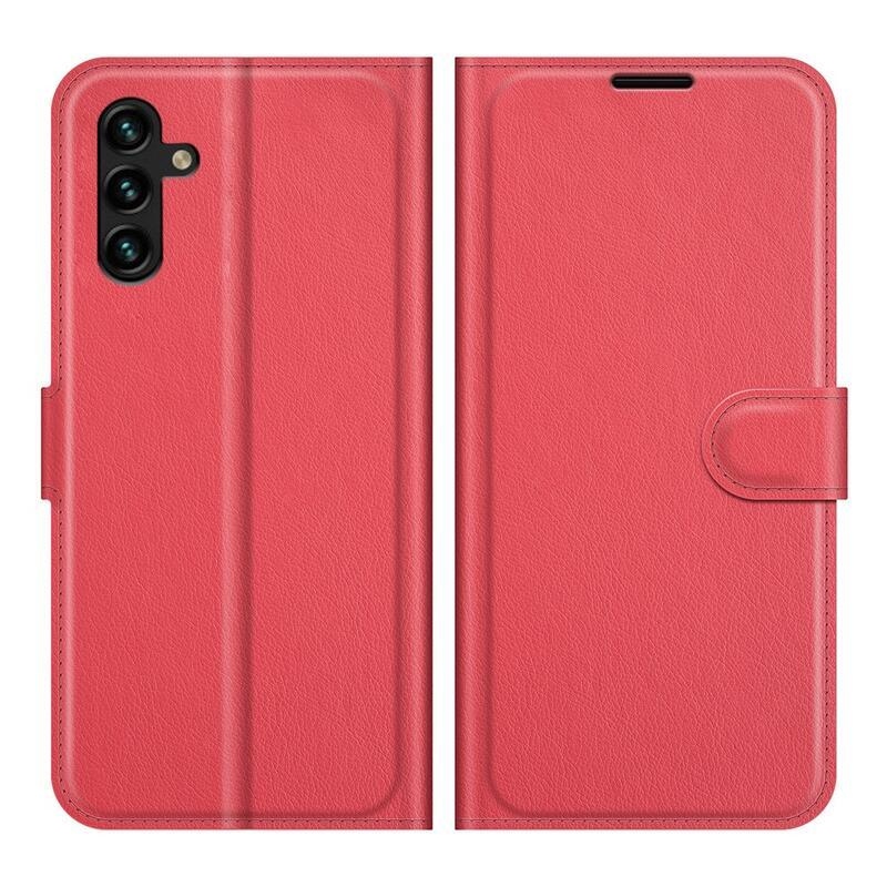 Litchi PU bőr pénztárca tok Samsung Galaxy A13 5G/Galaxy A04s (164.7 x 76.7 x 9.1 mm) - piros