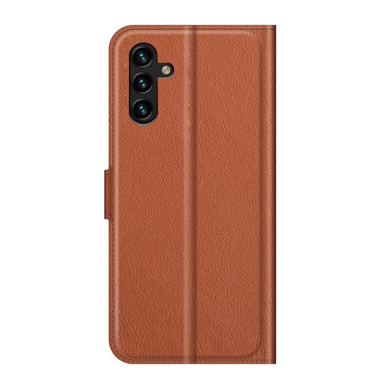 Litchi PU bőr pénztárca tok Samsung Galaxy A13 5G/Galaxy A04s (164.7 x 76.7 x 9.1 mm) - barna