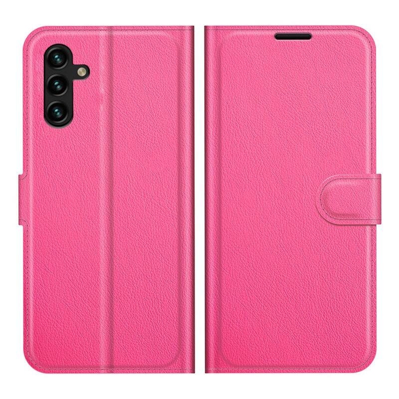 Litchi PU bőr pénztárca tok Samsung Galaxy A13 5G/Galaxy A04s (164.7 x 76.7 x 9.1 mm) - rózsaszínű