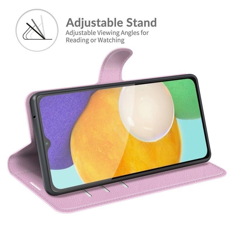 Litchi PU bőr pénztárca tok Samsung Galaxy A13 5G/Galaxy A04s (164.7 x 76.7 x 9.1 mm) - rózsaszínű
