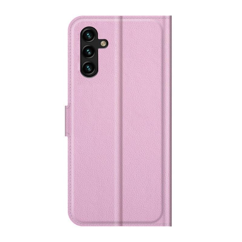 Litchi PU bőr pénztárca tok Samsung Galaxy A13 5G/Galaxy A04s (164.7 x 76.7 x 9.1 mm) - rózsaszínű
