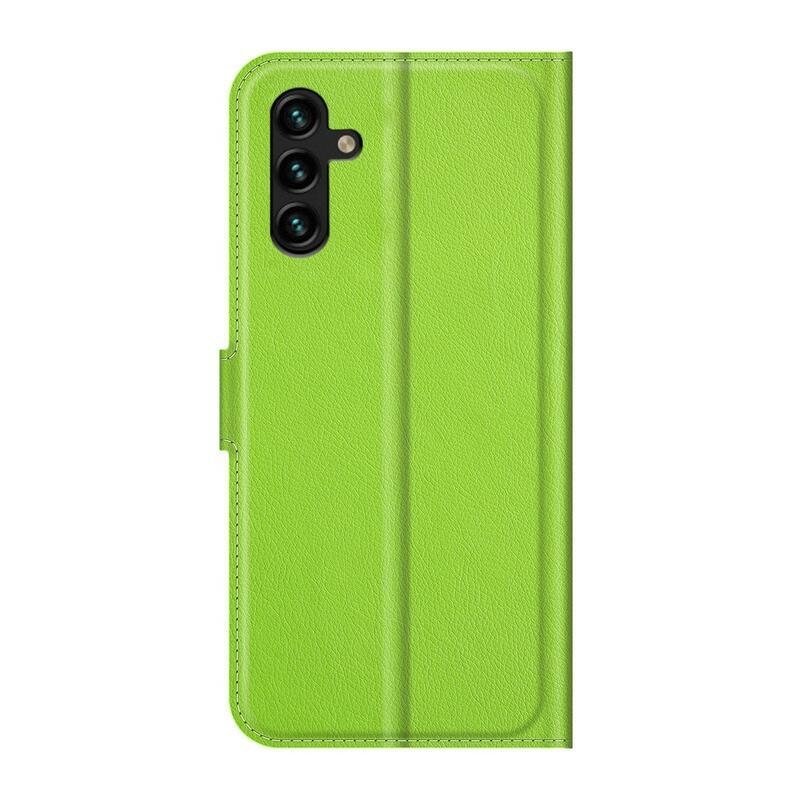 Litchi PU bőr pénztárca tok Samsung Galaxy A13 5G/Galaxy A04s (164.7 x 76.7 x 9.1 mm) - zöld színű