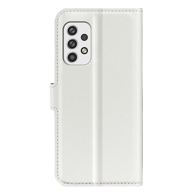 Litchi PU bőr pénztárca tok Samsung Galaxy A23 4G/5G készülékhez - fehér