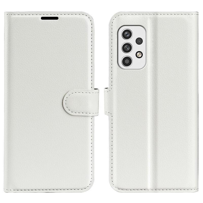 Litchi PU bőr pénztárca tok Samsung Galaxy A23 4G/5G készülékhez - fehér