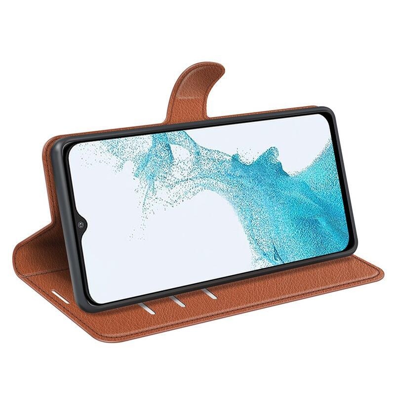 Litchi PU bőr pénztárca tok Samsung Galaxy A23 4G/5G - barna