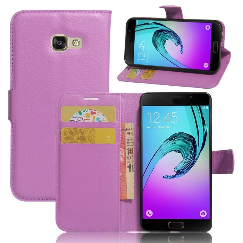 Litchi PU bőr pénztárca tok Samsung Galaxy A3 (2017) - lila