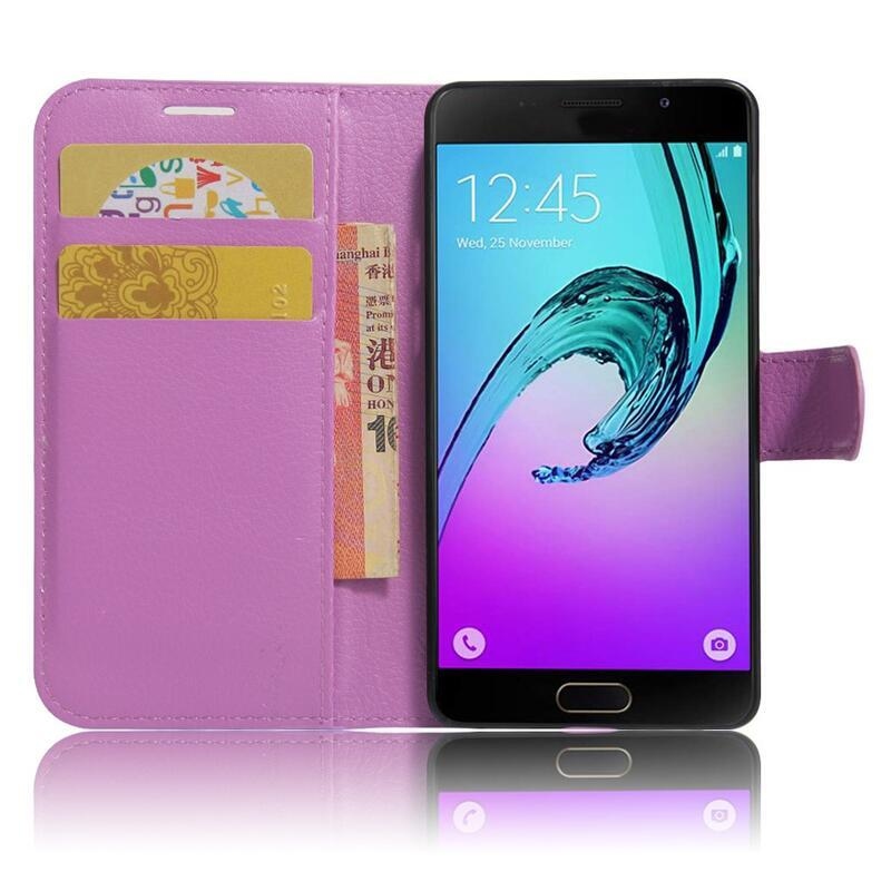 Litchi PU bőr pénztárca tok Samsung Galaxy A3 (2017) - lila