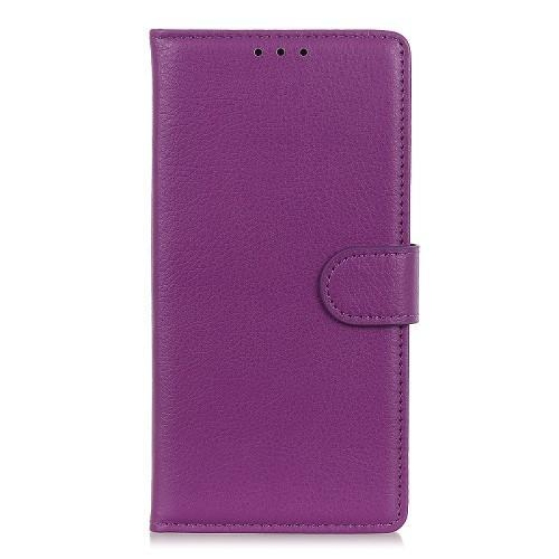 Litchi PU bőr pénztárca tok Samsung Galaxy A30 / A20-hoz - lila