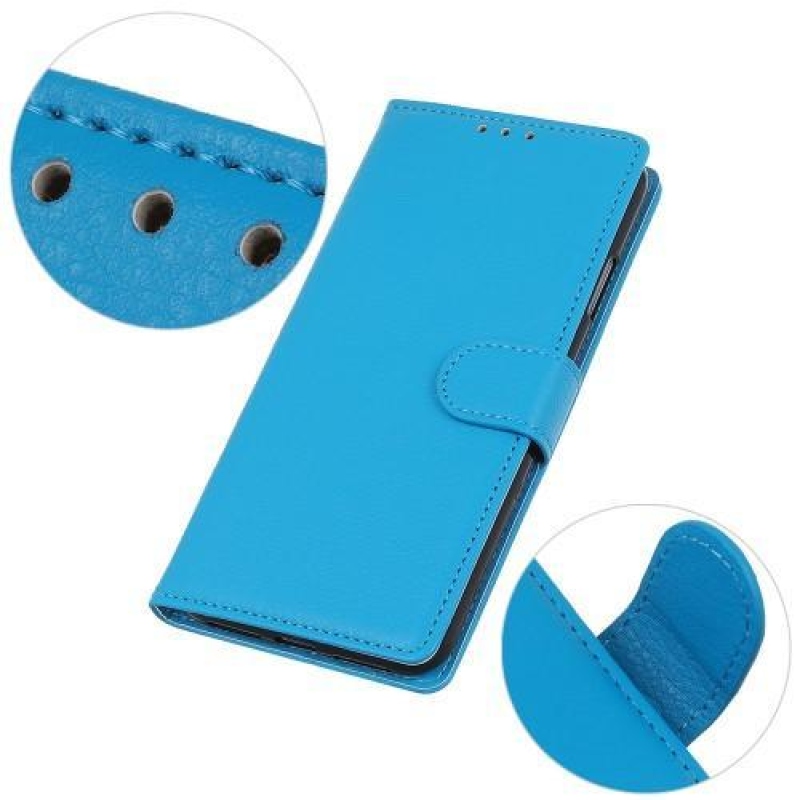Litchi PU bőr pénztárca tok Samsung Galaxy A30 / A20 - kék
