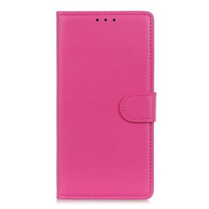 Litchi PU bőr pénztárca tok Samsung Galaxy A30 / A20 - rózsaszínű