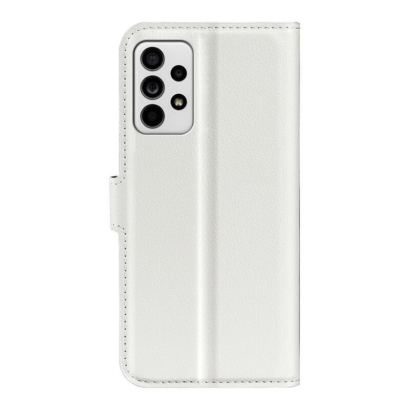 Litchi PU bőr pénztárca tok Samsung Galaxy A33 5G-hez - fehér