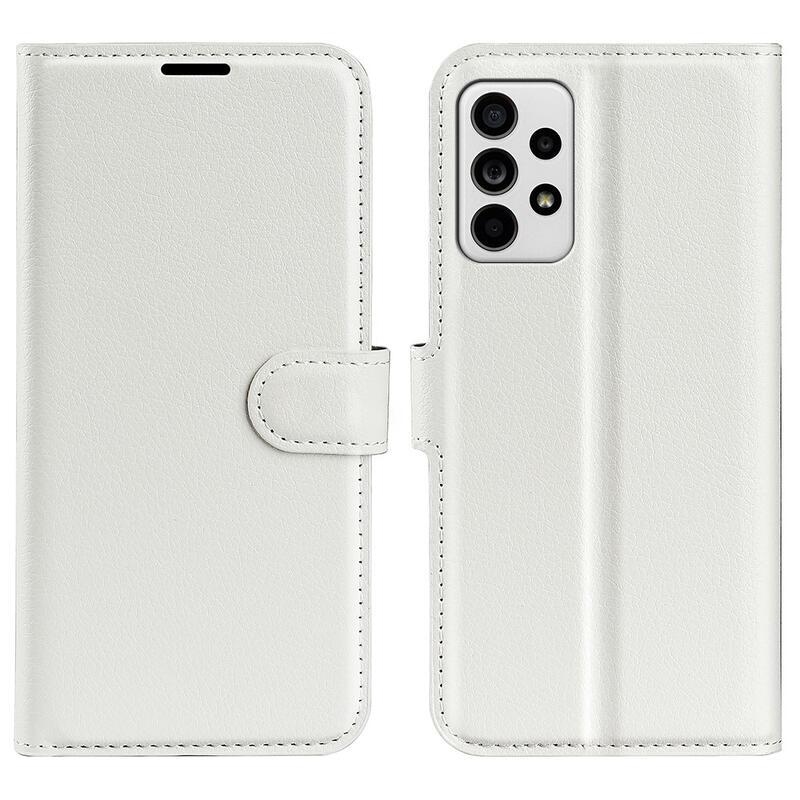 Litchi PU bőr pénztárca tok Samsung Galaxy A33 5G-hez - fehér