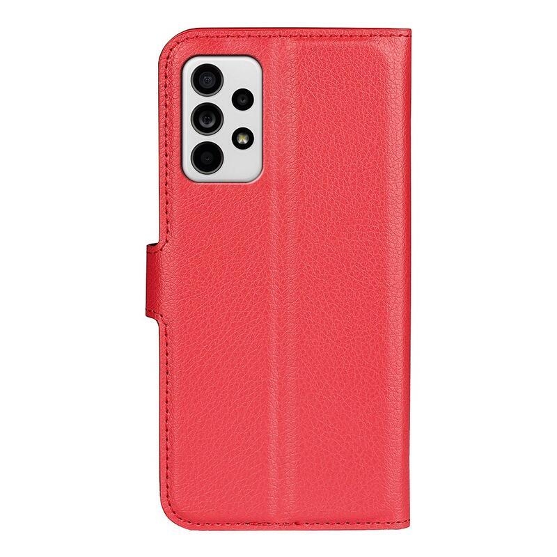 Litchi PU bőr pénztárca tok Samsung Galaxy A33 5G-hez - piros