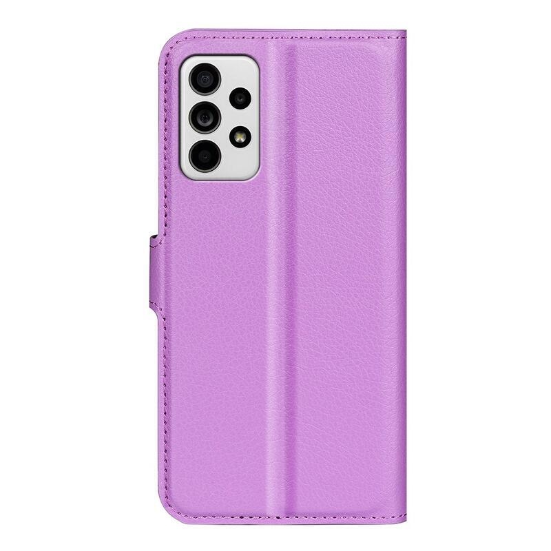Litchi PU bőr pénztárca tok Samsung Galaxy A33 5G-hez - lila