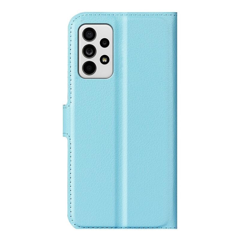 Litchi PU bőr pénztárca tok Samsung Galaxy A33 5G-hez - kék