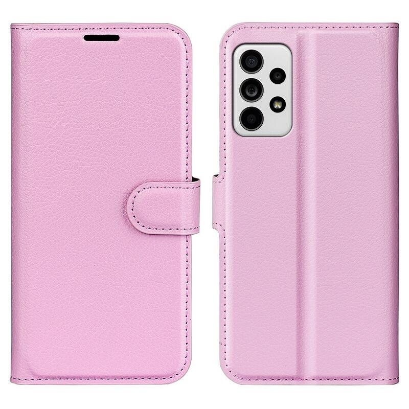 Litchi PU bőr pénztárca tok Samsung Galaxy A33 5G-hez - rózsaszín