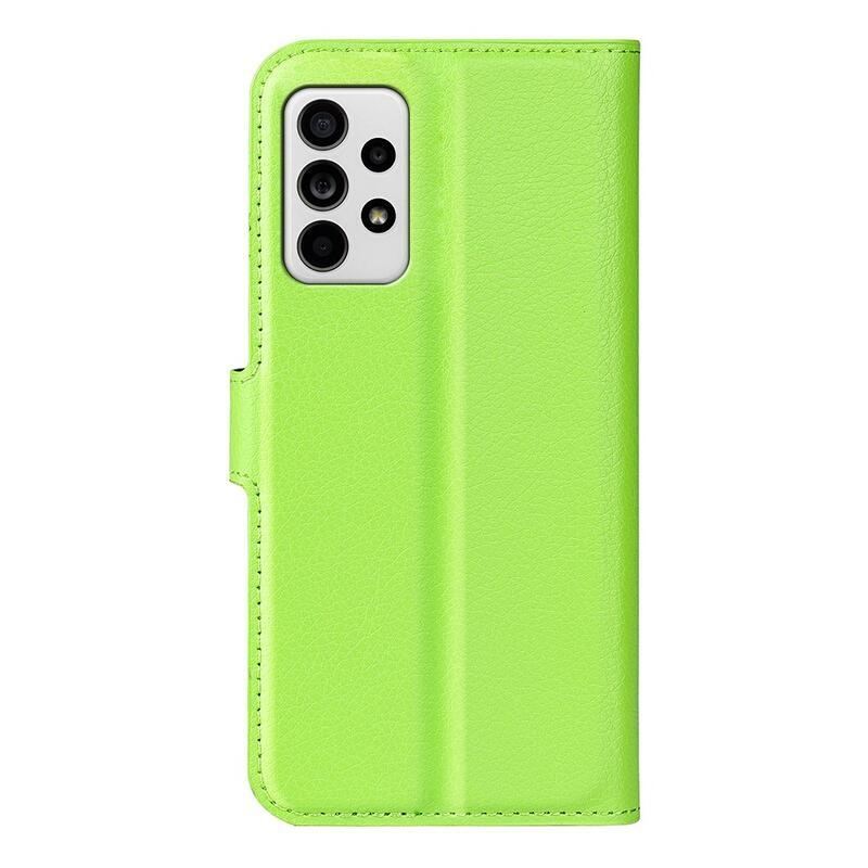 Litchi PU bőr pénztárca tok Samsung Galaxy A33 5G-hez - zöld