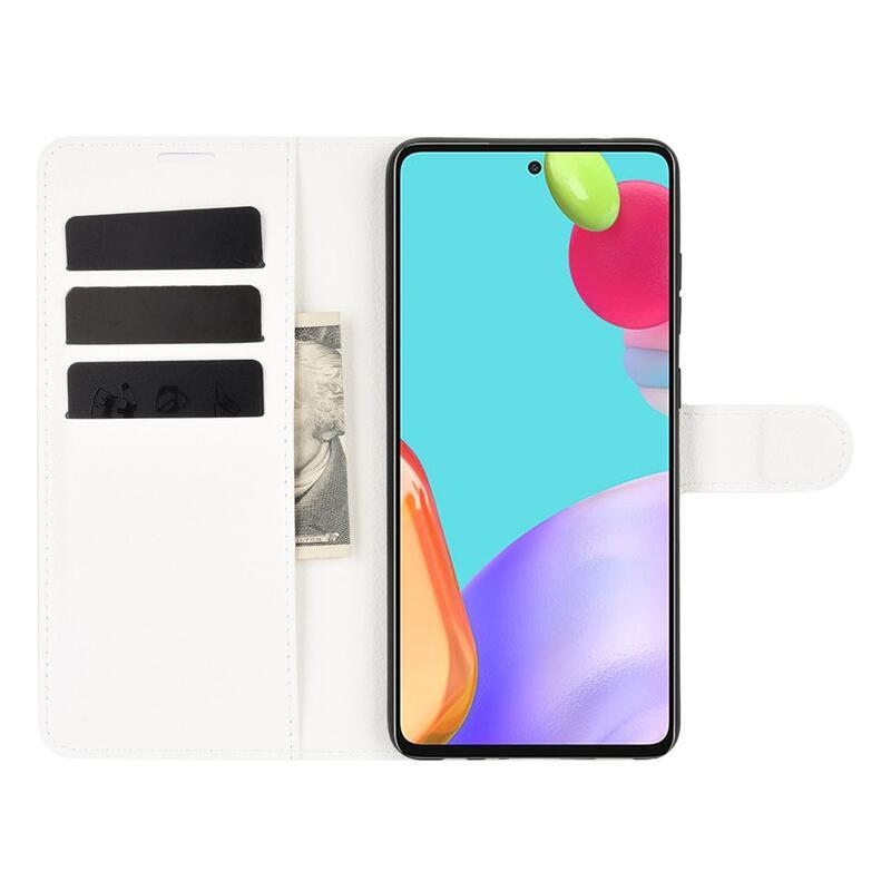Litchi PU bőr pénztárca tok Samsung Galaxy A52 5G/4G/A52s 5G - fehér