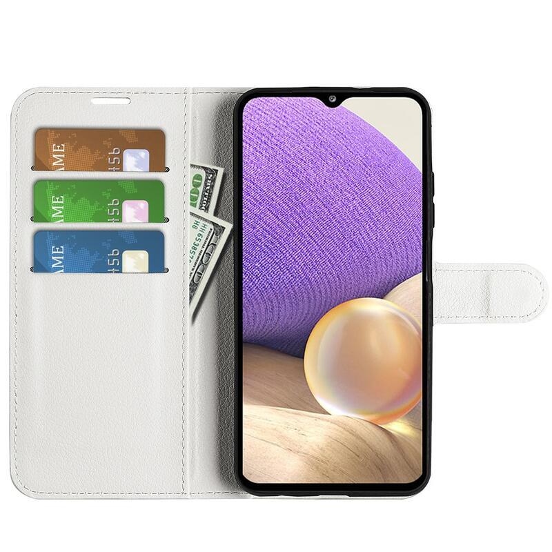 Litchi PU bőr pénztárca tok Samsung Galaxy A53 5G-hez - fehér