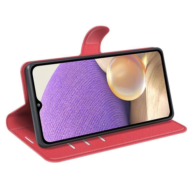 Litchi PU bőr pénztárca tok Samsung Galaxy A53 5G-hez - piros