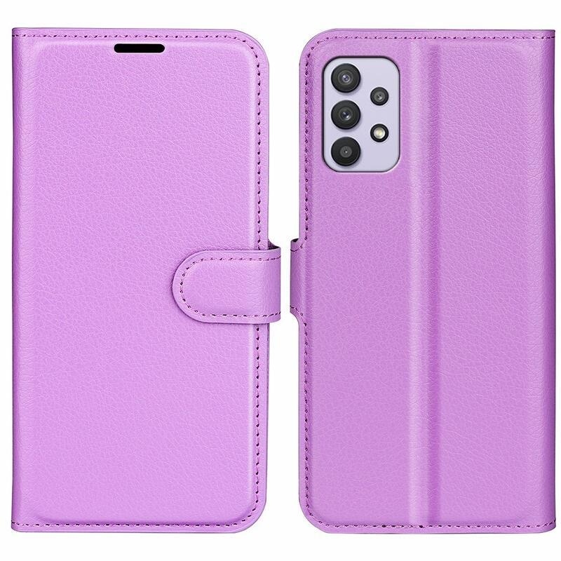 Litchi PU bőr pénztárca tok Samsung Galaxy A53 5G-hez - lila