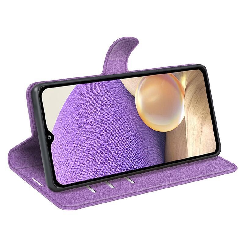 Litchi PU bőr pénztárca tok Samsung Galaxy A53 5G-hez - lila