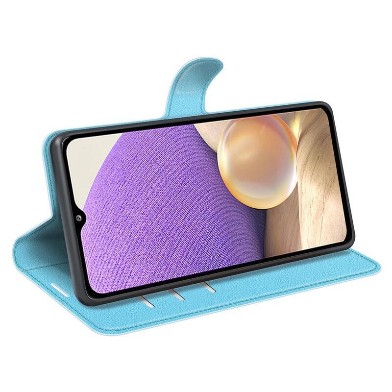 Litchi PU bőr pénztárca tok Samsung Galaxy A53 5G-hez - kék