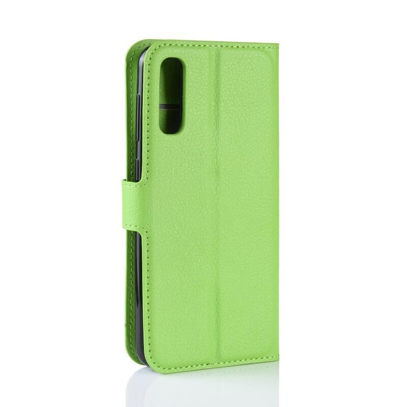 Litchi PU bőr pénztárca tok Samsung Galaxy A70-hez - zöld