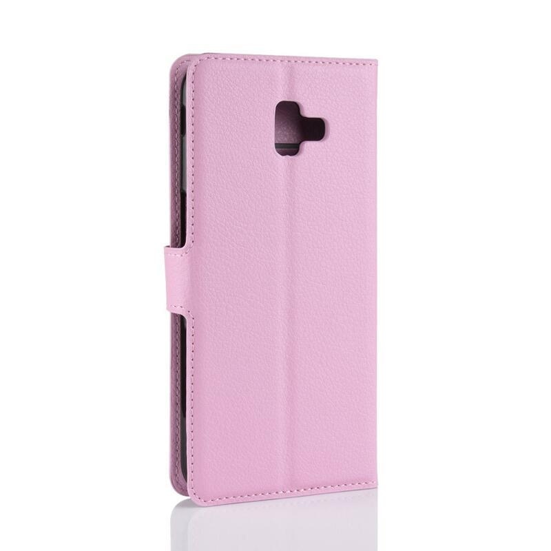 Litchi PU bőr pénztárca tok Samsung Galaxy J6 Plus-hoz - rózsaszín