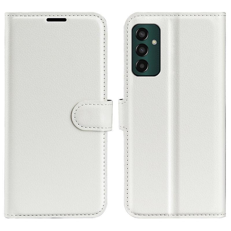 Litchi PU bőr pénztárca tok Samsung Galaxy M13 4G - fehér
