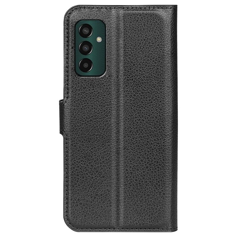 Litchi PU bőr pénztárca tok Samsung Galaxy M13 4G - fekete