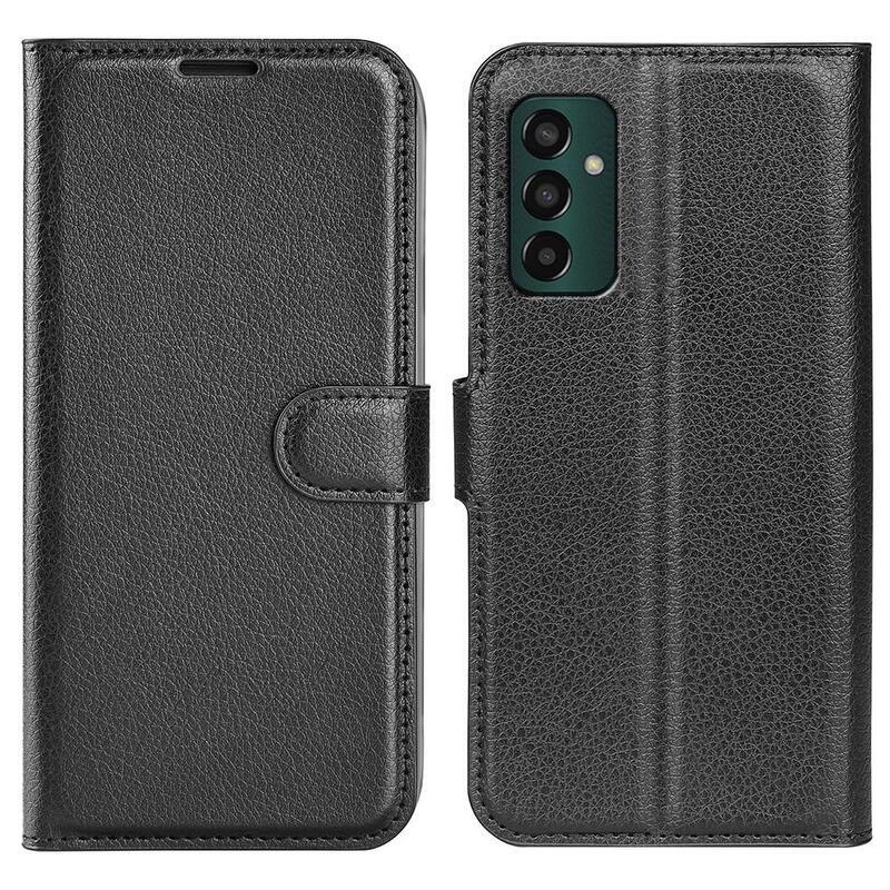 Litchi PU bőr pénztárca tok Samsung Galaxy M13 4G - fekete