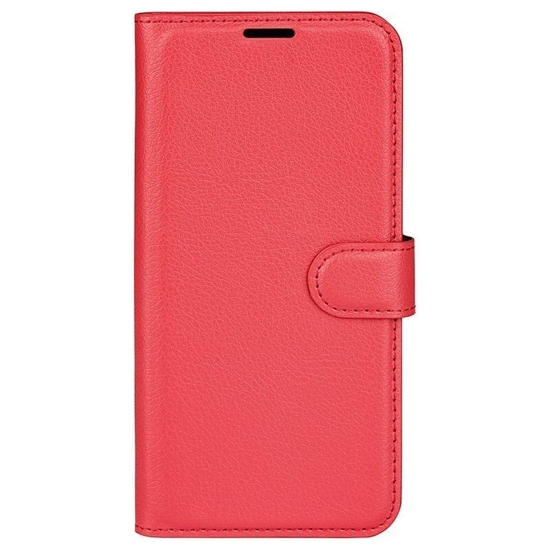Litchi PU bőr pénztárca tok Samsung Galaxy M13 4G-hez - piros