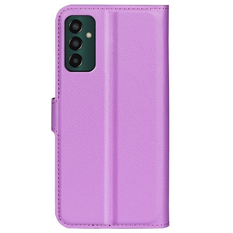 Litchi PU bőr pénztárca tok Samsung Galaxy M13 4G-hez - lila