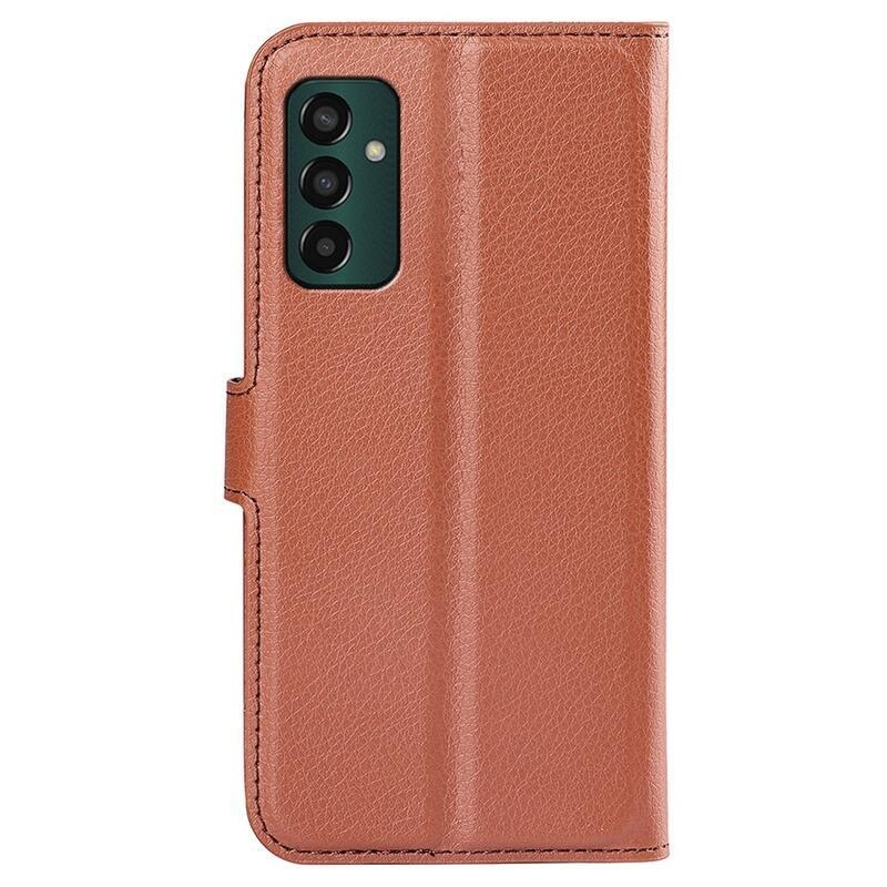 Litchi PU bőr pénztárca tok Samsung Galaxy M13 4G-hez - barna