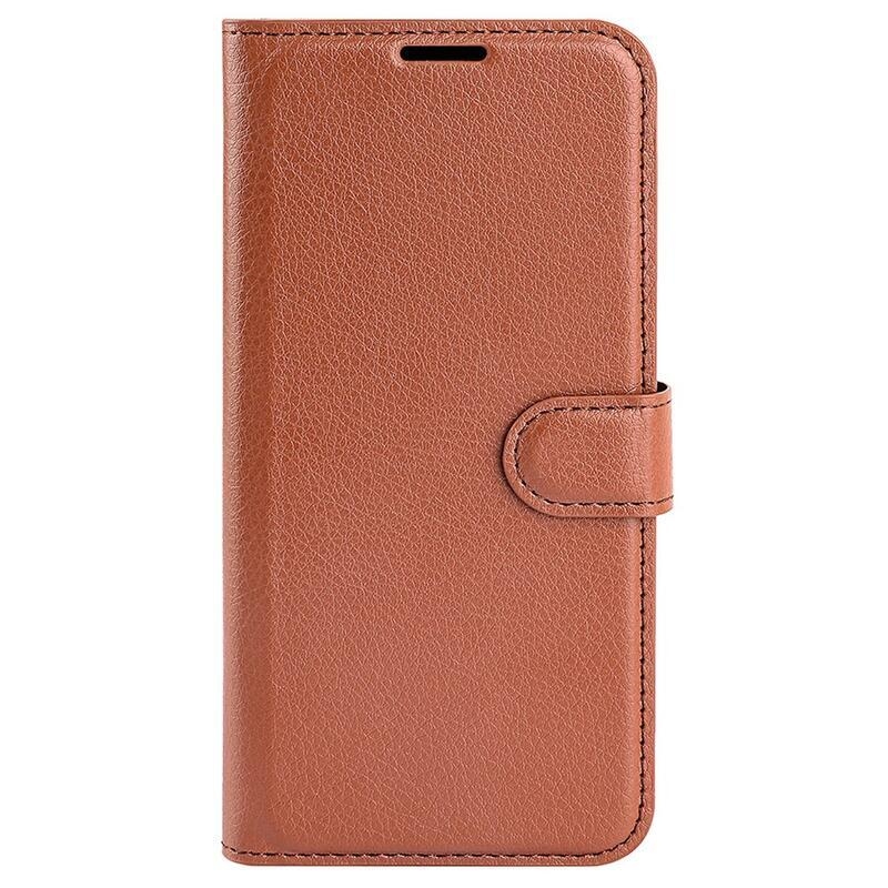 Litchi PU bőr pénztárca tok Samsung Galaxy M13 4G-hez - barna