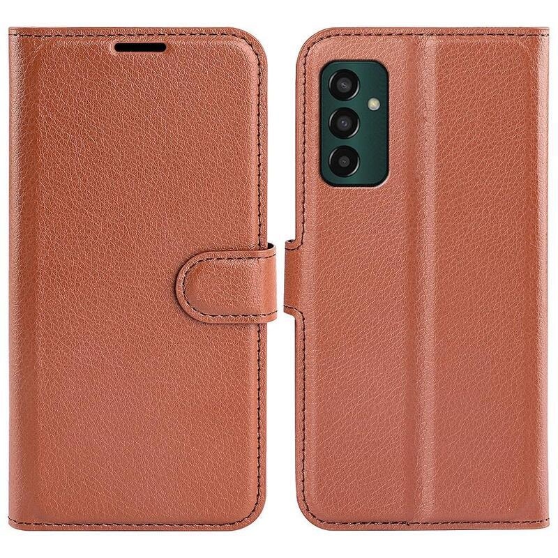 Litchi PU bőr pénztárca tok Samsung Galaxy M13 4G-hez - barna