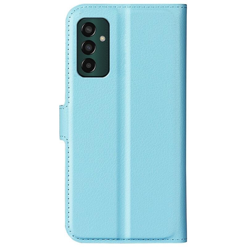 Litchi PU bőr pénztárca tok Samsung Galaxy M13 4G-hez - kék