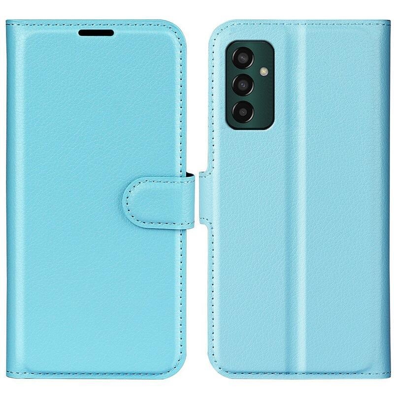 Litchi PU bőr pénztárca tok Samsung Galaxy M13 4G-hez - kék