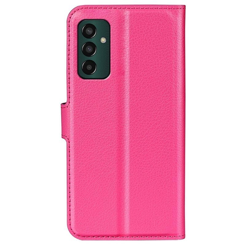 Litchi PU bőr pénztárca tok Samsung Galaxy M13 4G - rózsaszínű