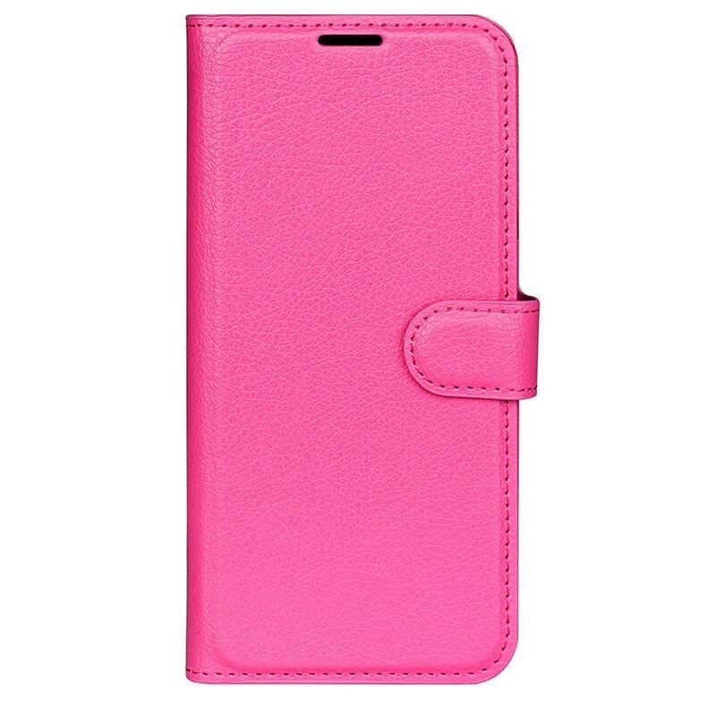 Litchi PU bőr pénztárca tok Samsung Galaxy M13 4G - rózsaszínű