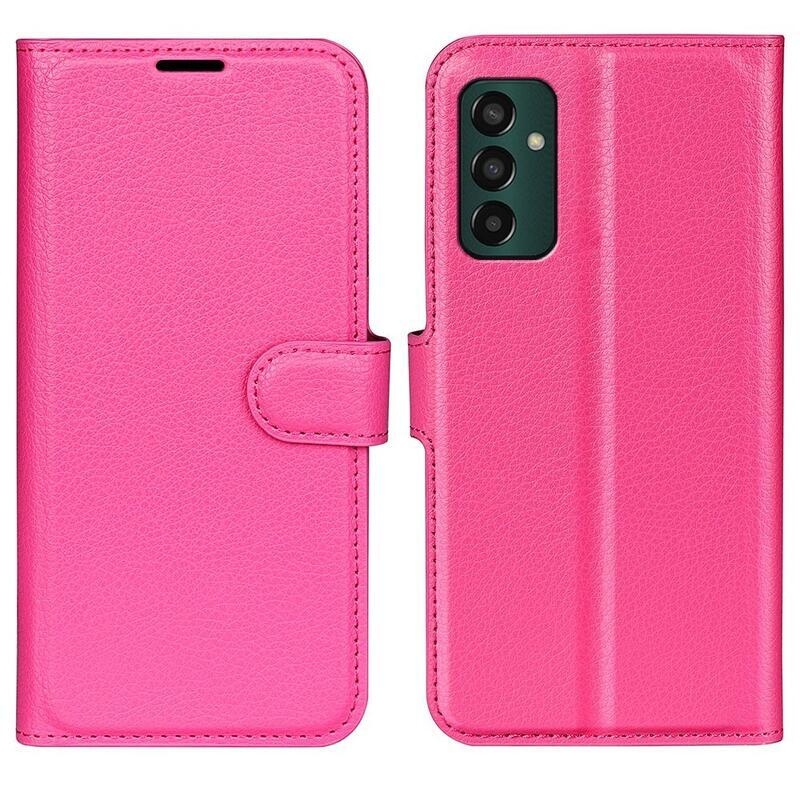 Litchi PU bőr pénztárca tok Samsung Galaxy M13 4G - rózsaszínű