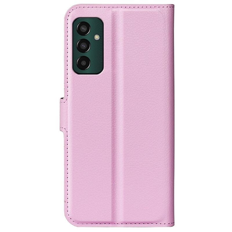 Litchi PU bőr pénztárca tok Samsung Galaxy M13 4G-hez - rózsaszín