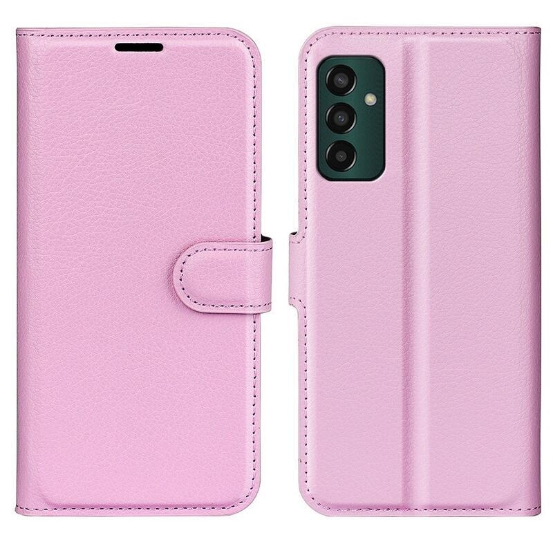 Litchi PU bőr pénztárca tok Samsung Galaxy M13 4G-hez - rózsaszín