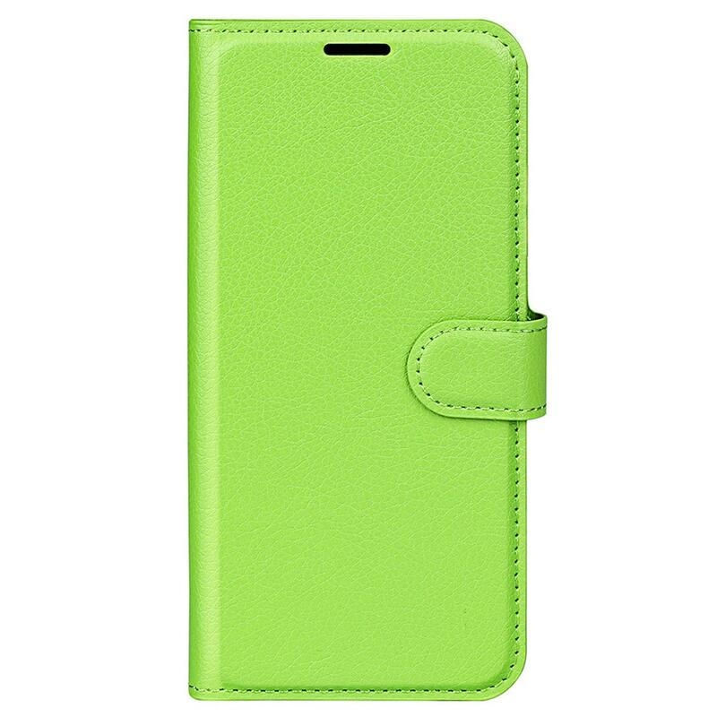 Litchi PU bőr pénztárca tok Samsung Galaxy M13 4G-hez - zöld