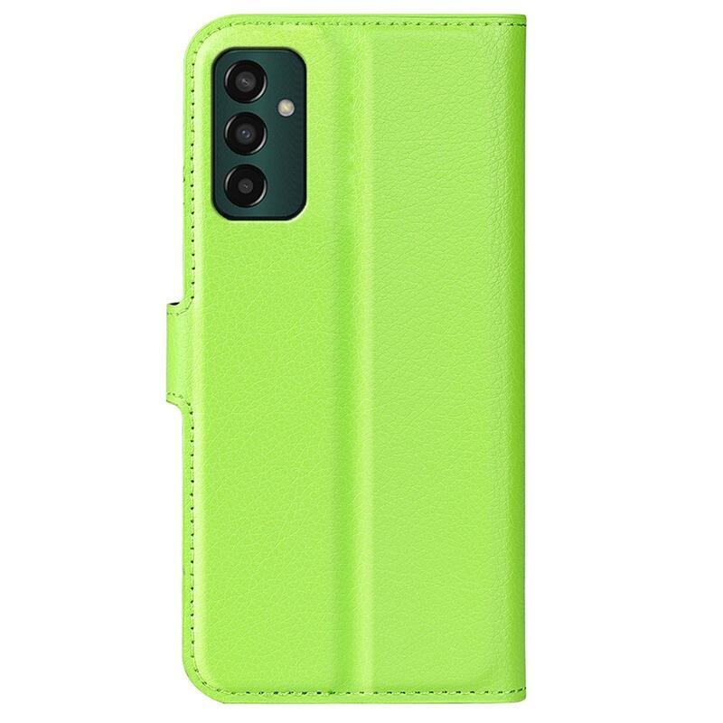 Litchi PU bőr pénztárca tok Samsung Galaxy M13 4G-hez - zöld
