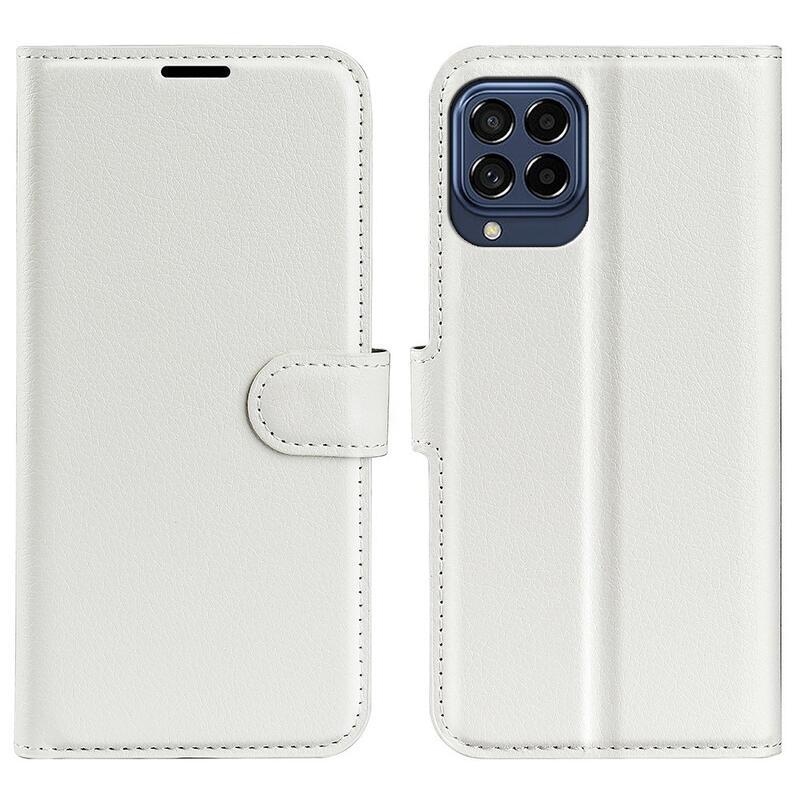 Litchi PU bőr pénztárca tok Samsung Galaxy M53 5G - fehér