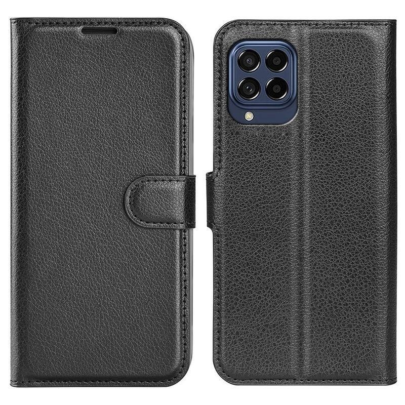 Litchi PU bőr pénztárca tok Samsung Galaxy M53 5G - fekete
