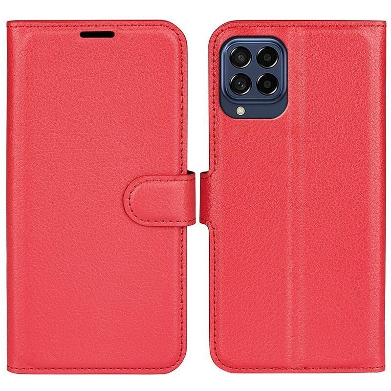 Litchi PU bőr pénztárca tok Samsung Galaxy M53 5G-hez - piros