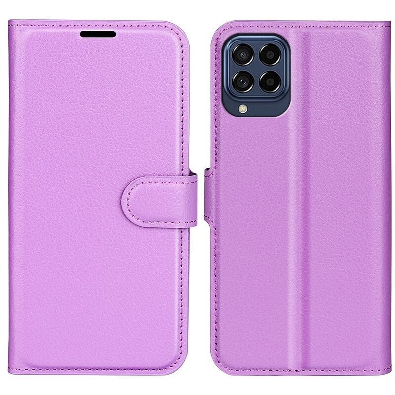 Litchi PU bőr pénztárca tok Samsung Galaxy M53 5G - lila